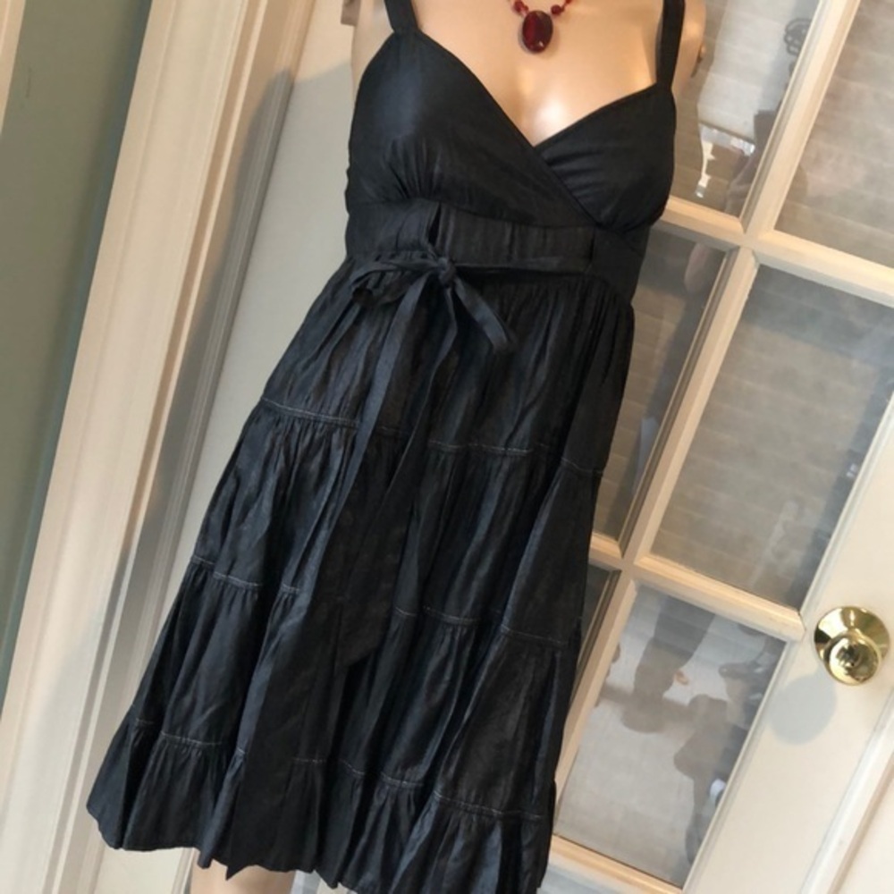 Velvet heart black shimmer tiered ruffle dress